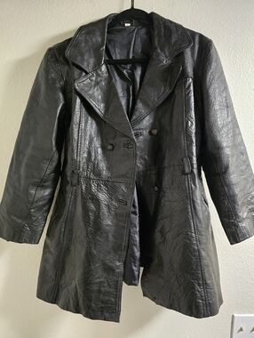 Vintage Leather Pea Coat
